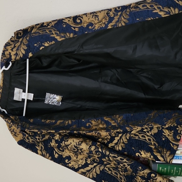 Elegant Tapestry Gold and Blue Women's Jacket XL Glam Formal Party Church - Picture 8 of 10